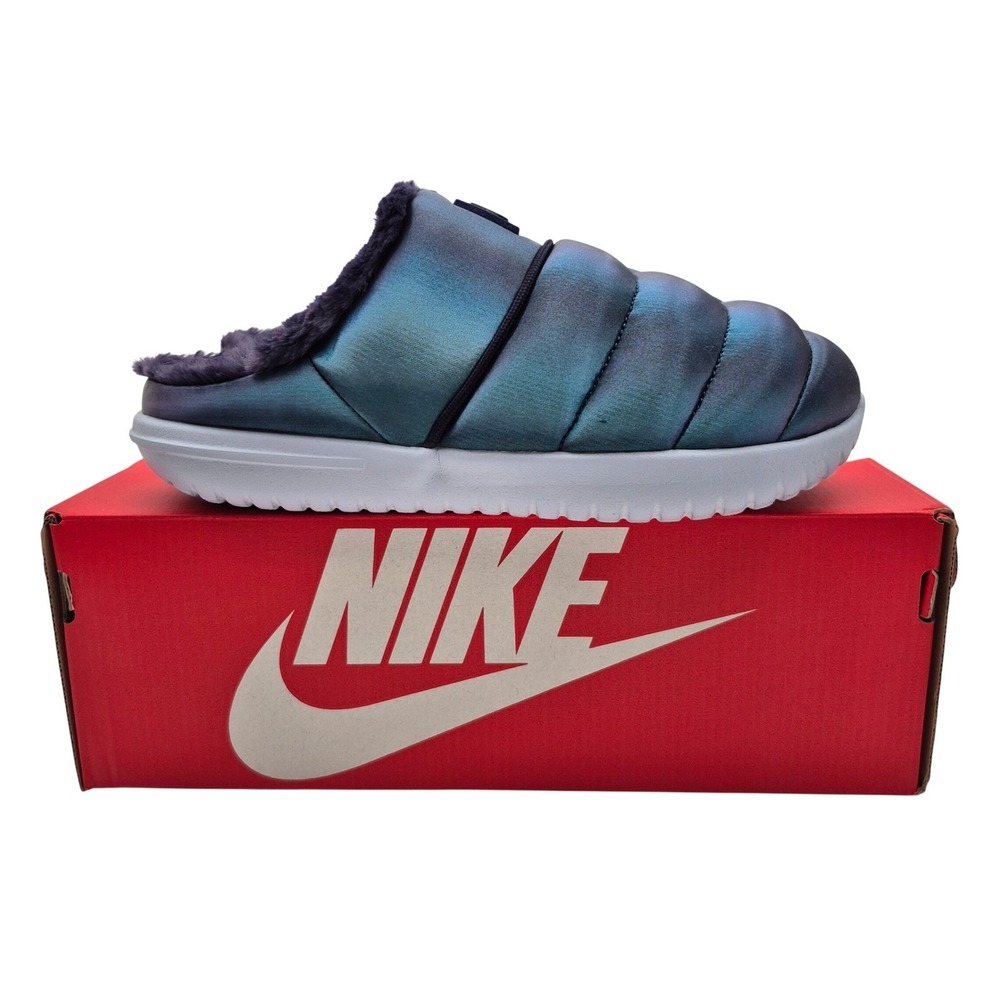 Nike Burrow SE Women's Size 8 Slippers Comfort Fuzzy Iridescent Imperial Purple